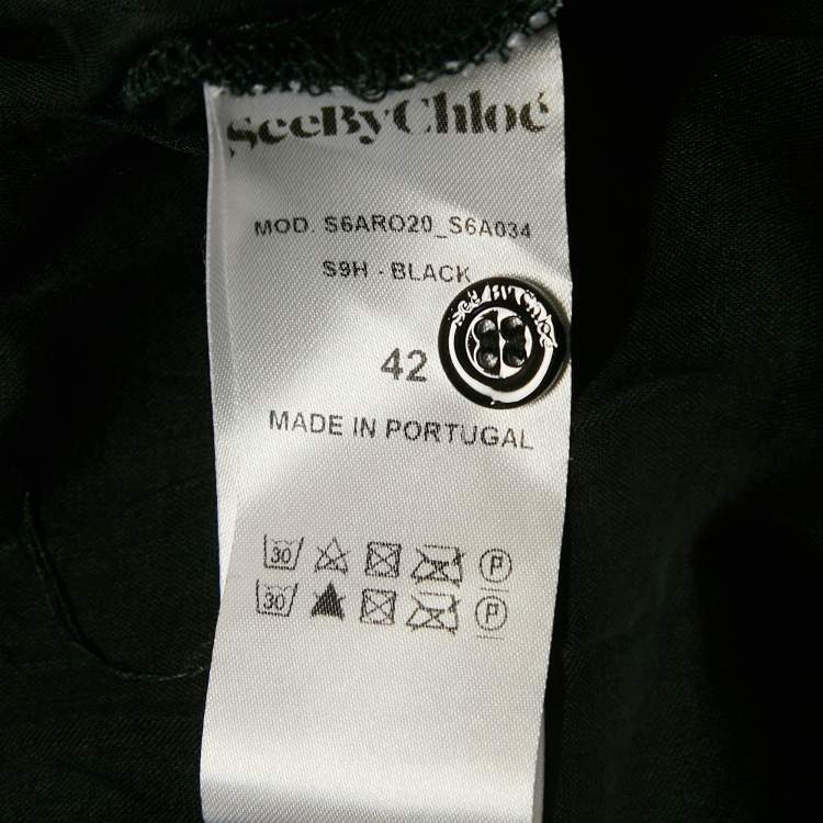Pre Owned See by Chloé Black Embroidered Mesh Short Dress L