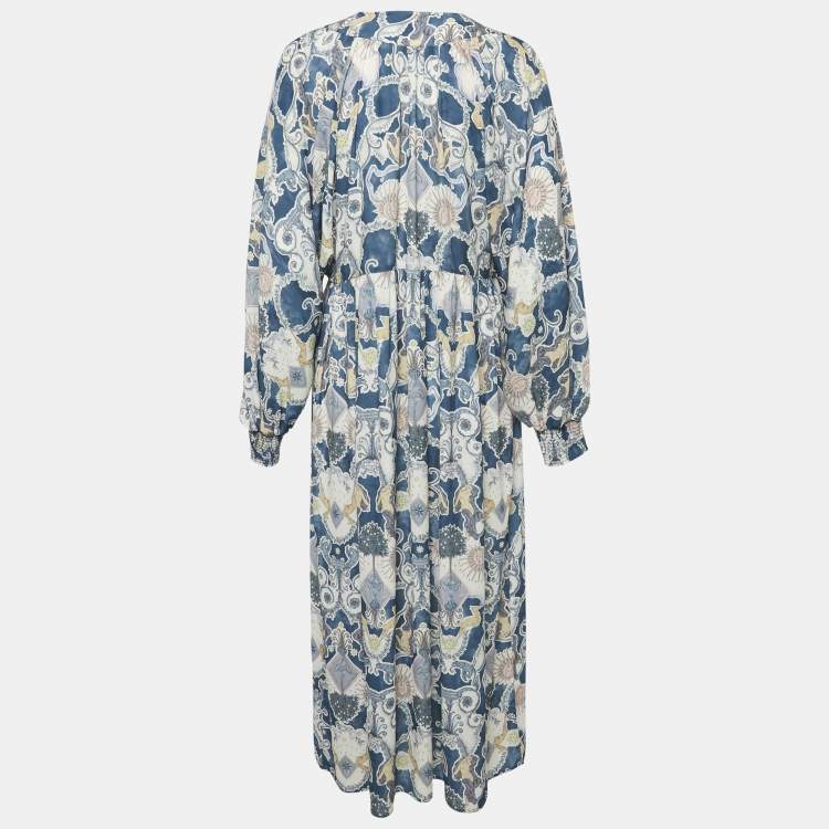 Pre Owned See by Chloé Multicolor Lovers Printed Crepe Lace Up Maxi Dress M