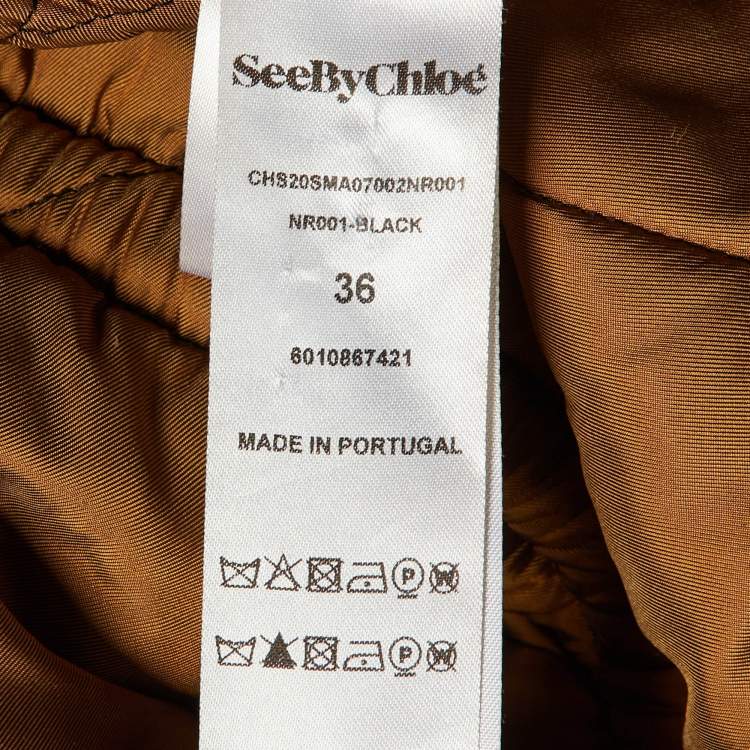 Pre Owned See by Chloe Black Quilted faux Shearling Collar Long Jacket S