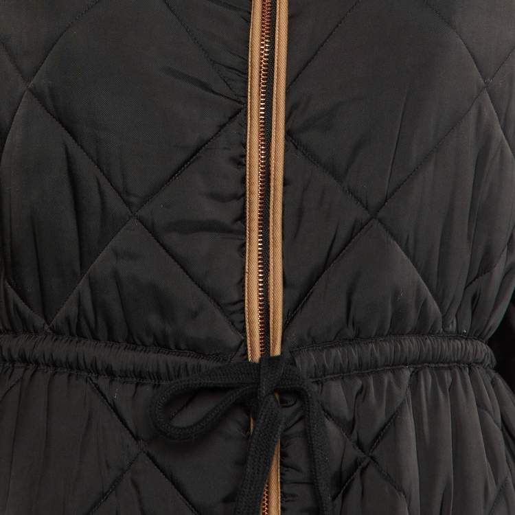 Pre Owned See by Chloe Black Quilted faux Shearling Collar Long Jacket S