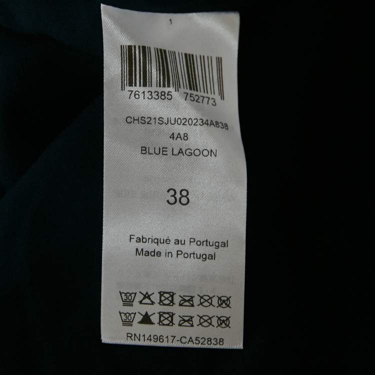 Pre Owned See by Chloé Navy Blue Checks Chiffon Plisse Midi Skirt M