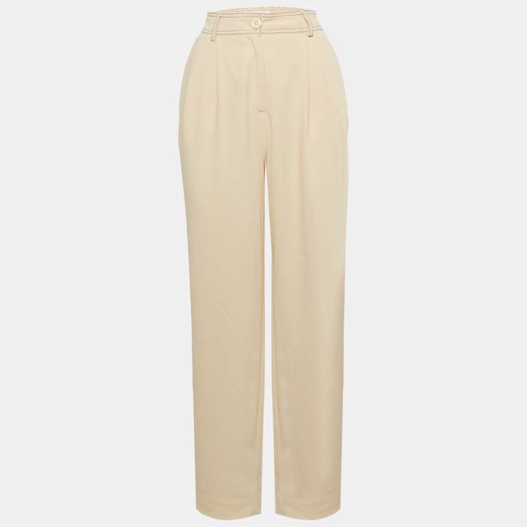 Pre Owned See by Chloe Beige Contrast Stitch Crepe Trousers M 