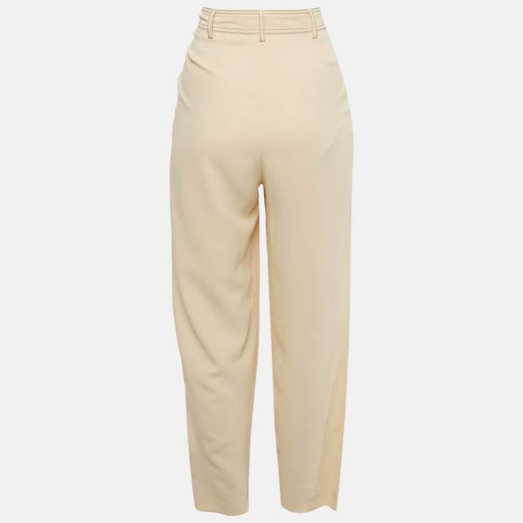 Pre Owned See by Chloe Beige Contrast Stitch Crepe Trousers M 