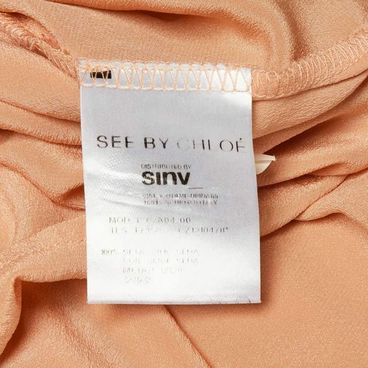 Pre Owned See by Chloe Light Coral Silk Button Front Blouse S