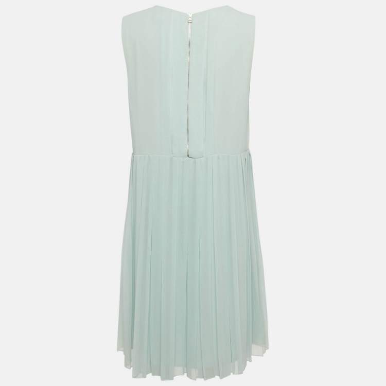 Pre Owned See by Chloe Light Blue Georgette Pleated Sleeveless Short Dress M