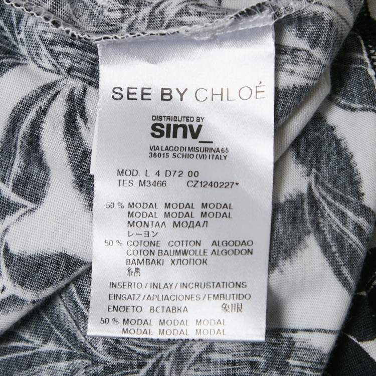 Pre Owned See by Chloe White /Black Printed Modal & Cotton T-shirt M