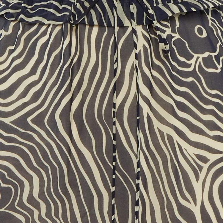 Pre Owned See by Chloé Navy Blue Printed Silk Maxi Skirt S