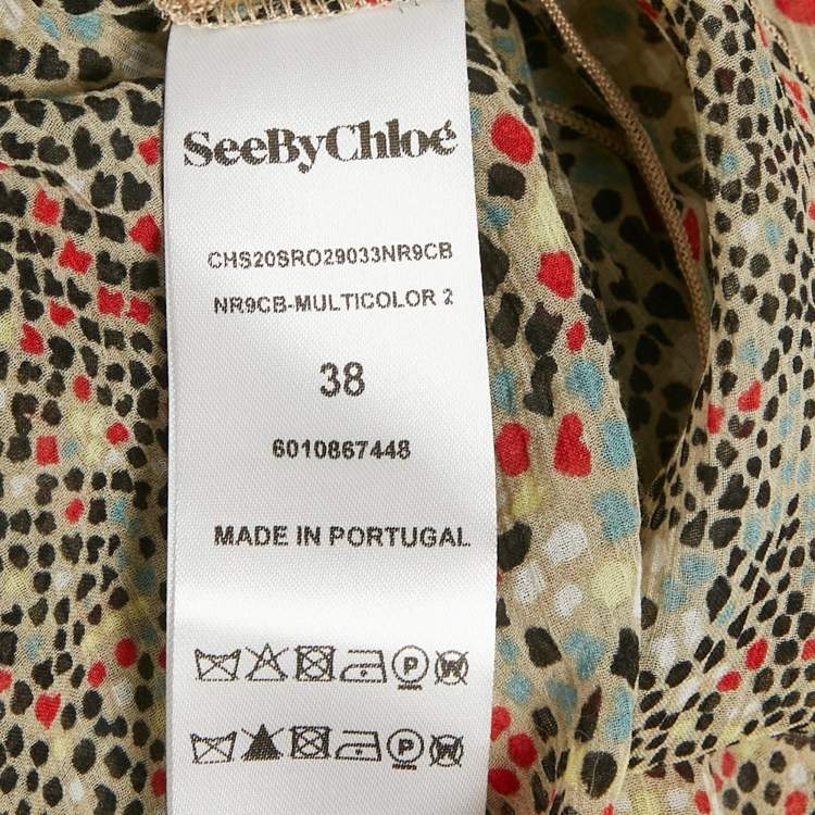 Pre Owned See by Chloé Brown Printed Crepe Midi Dress M