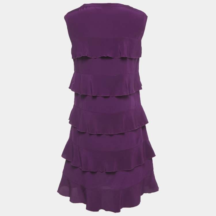 Pre Owned See by Chloe Purple Silk Ruffled Mini Dress M