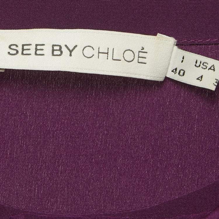 Pre Owned See by Chloe Purple Silk Ruffled Mini Dress M