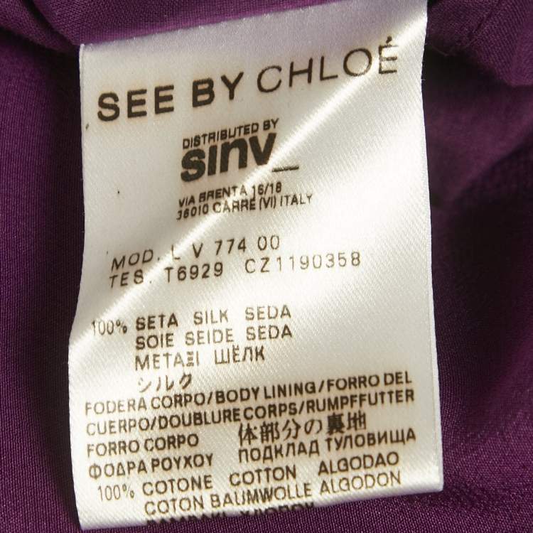 Pre Owned See by Chloe Purple Silk Ruffled Mini Dress M