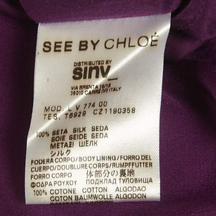 Pre Owned See by Chloe Purple Silk Ruffled Mini Dress M