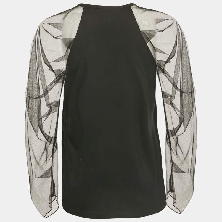 Pre Owned See by Chloe Black Tulle Sleeve Jersey Top M