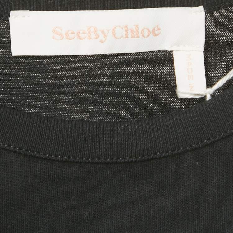 Pre Owned See by Chloe Black Tulle Sleeve Jersey Top M