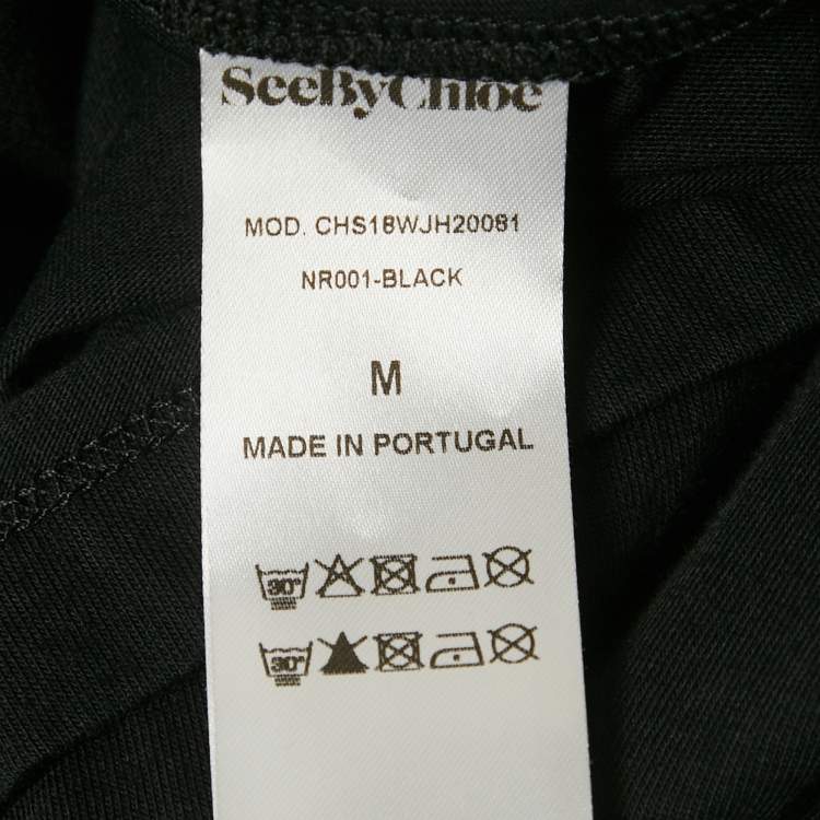 Pre Owned See by Chloe Black Tulle Sleeve Jersey Top M