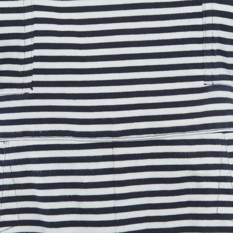 Pre Owned See by Chloe White/Black Striped Cotton Knit Halter Neck Playsuit M