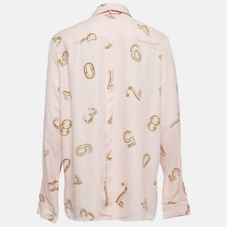 Pre Owned See by Chloé Pink Printed Crepe Neck-Tie Blouse M