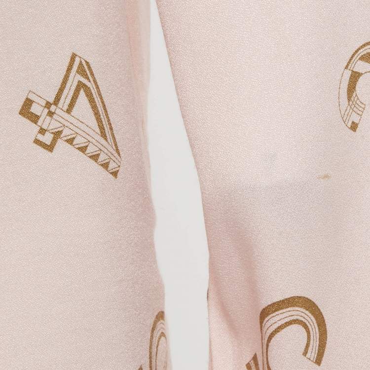 Pre Owned See by Chloé Pink Printed Crepe Neck-Tie Blouse M