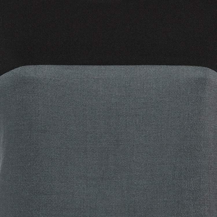 Pre Owned See by Chloé Grey Color Block Wool Blend Sheath Dress M