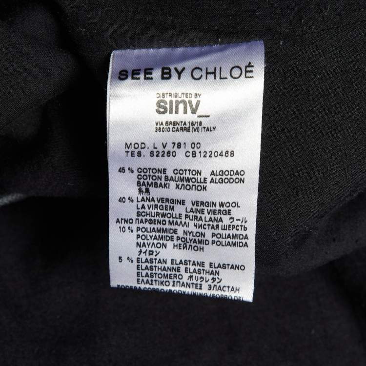 Pre Owned See by Chloé Grey Color Block Wool Blend Sheath Dress M