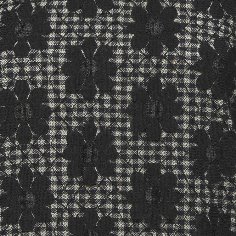 Pre Owned See By Chloe Monochrome Checkered Floral Mesh Overlay Shift Dress S