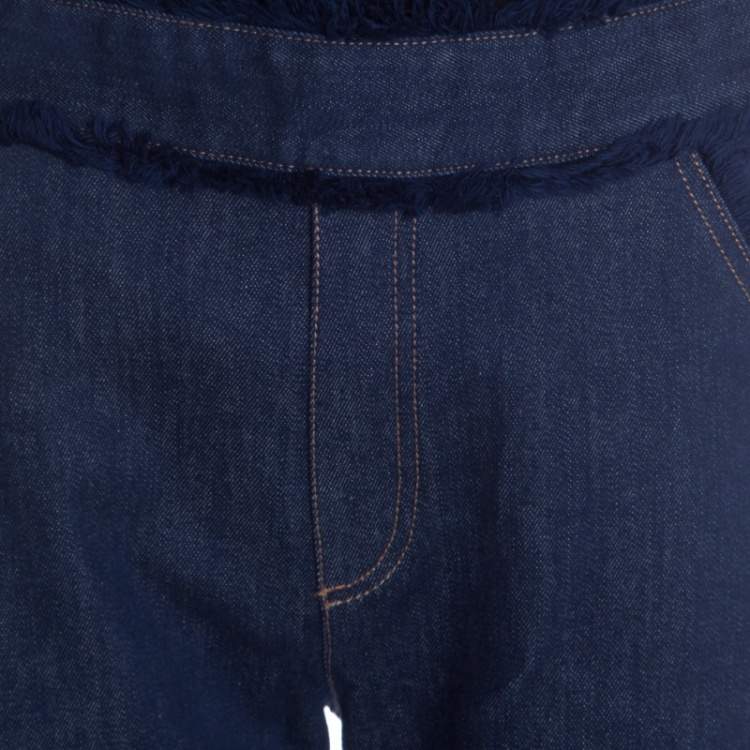 Pre Owned See by Chloe Indigo Dark Wash Denim Frayed Trim Detail Cuffed Jeans M