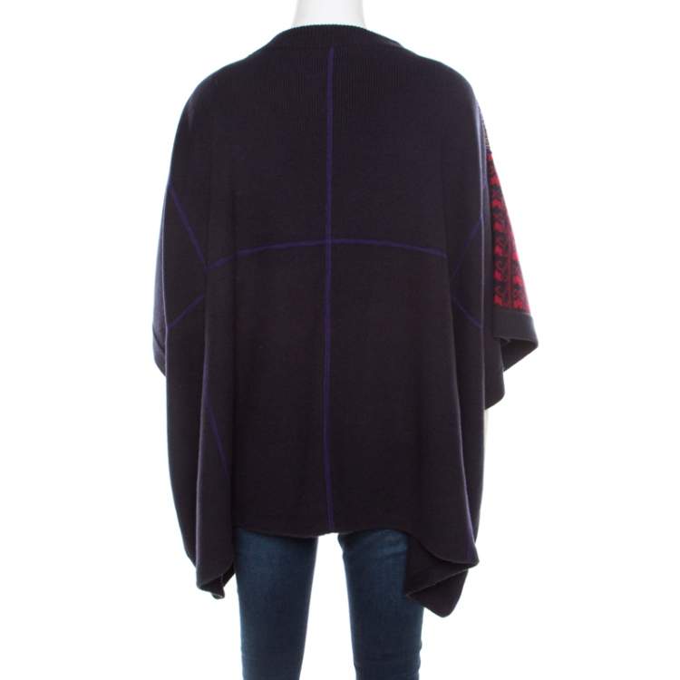 Pre Owned See by Chloe Multicolor Patchwork Oversized Poncho Style Sweater XS