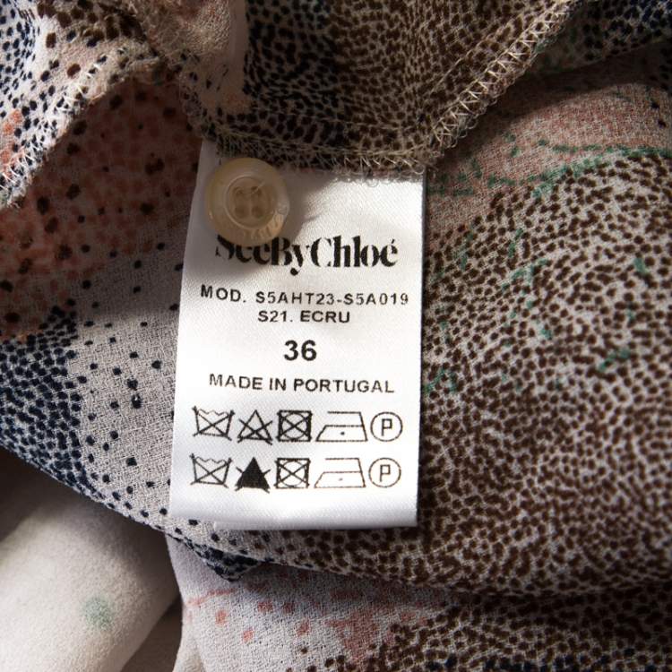 Pre Owned See by Chloe Multicolor Georgette Abstract Print Oversized Blouse S