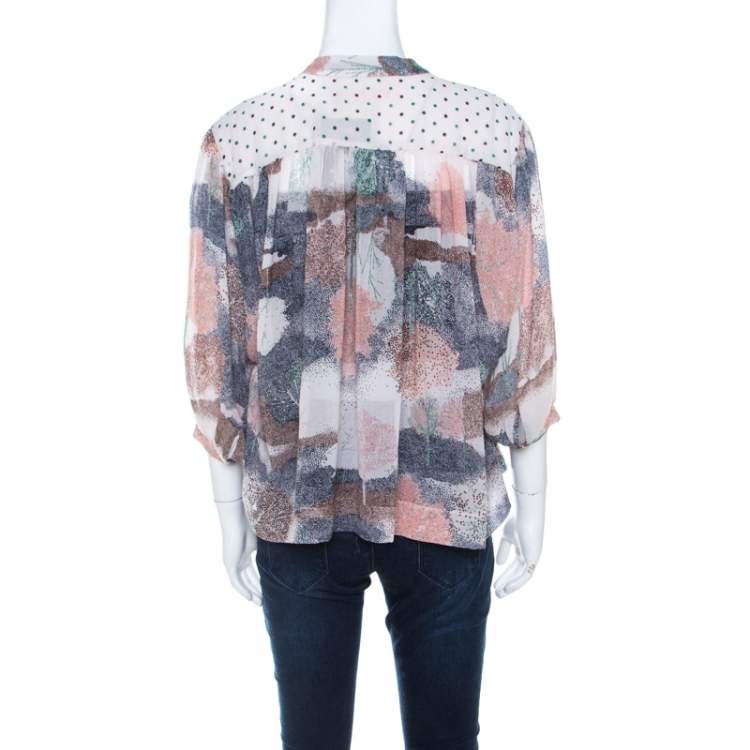 Pre Owned See by Chloe Multicolor Georgette Abstract Print Oversized Blouse S