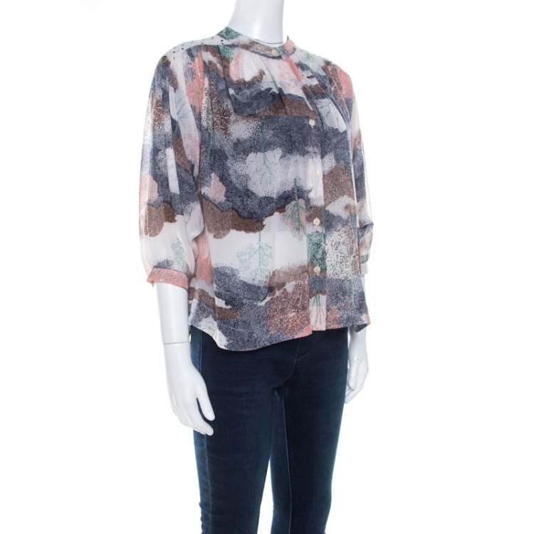 Pre Owned See by Chloe Multicolor Georgette Abstract Print Oversized Blouse S
