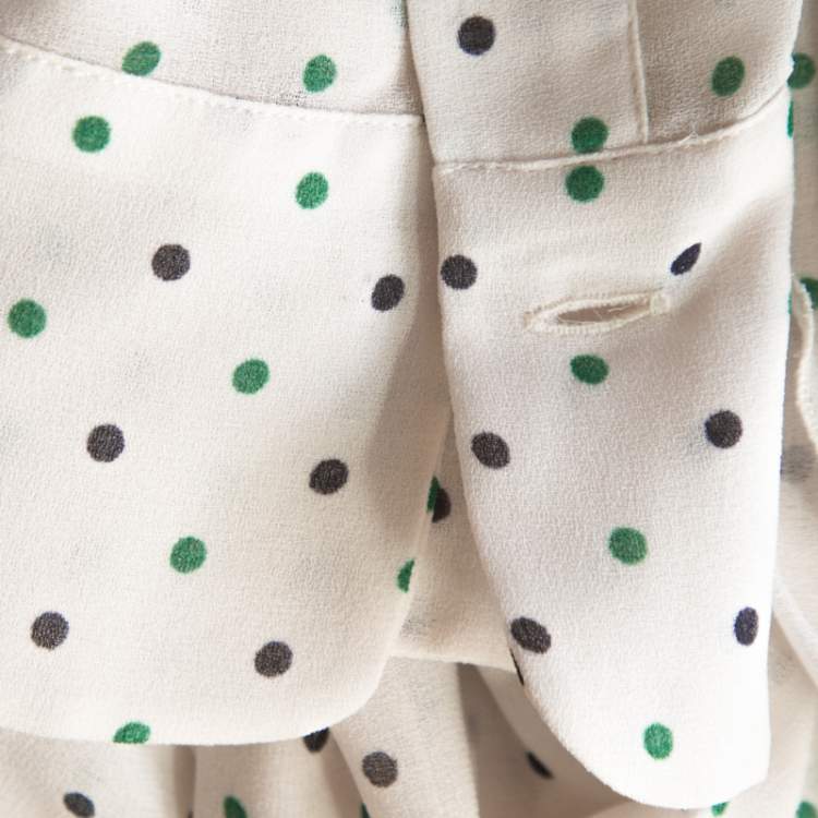 Pre Owned See by Chloe Off White Polka Dot Georgette Ruffled Blouse M