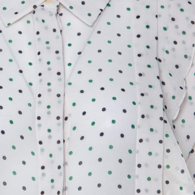 Pre Owned See by Chloe Off White Polka Dot Georgette Ruffled Blouse M