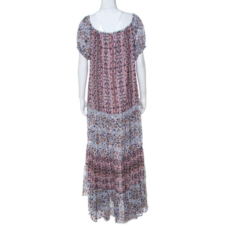 Pre Owned See by Chloe Multicolor Floral Printed Cotton Off Shoulder Maxi Dress M 