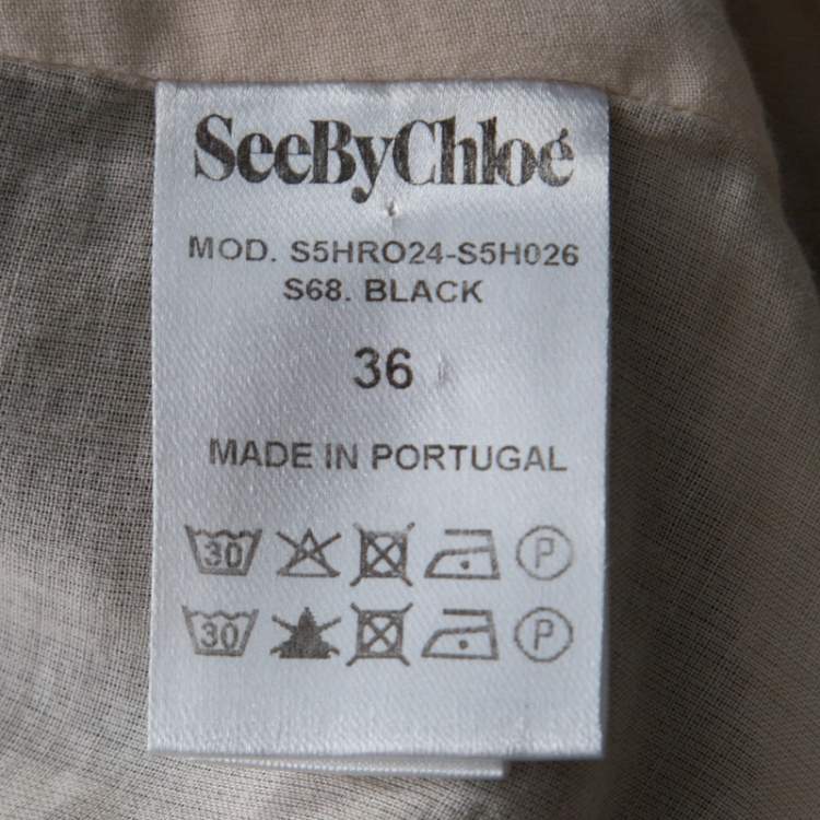 Pre Owned See By Chloe Black Crepe Contrast Collar Ruffle Hem Short Dress S