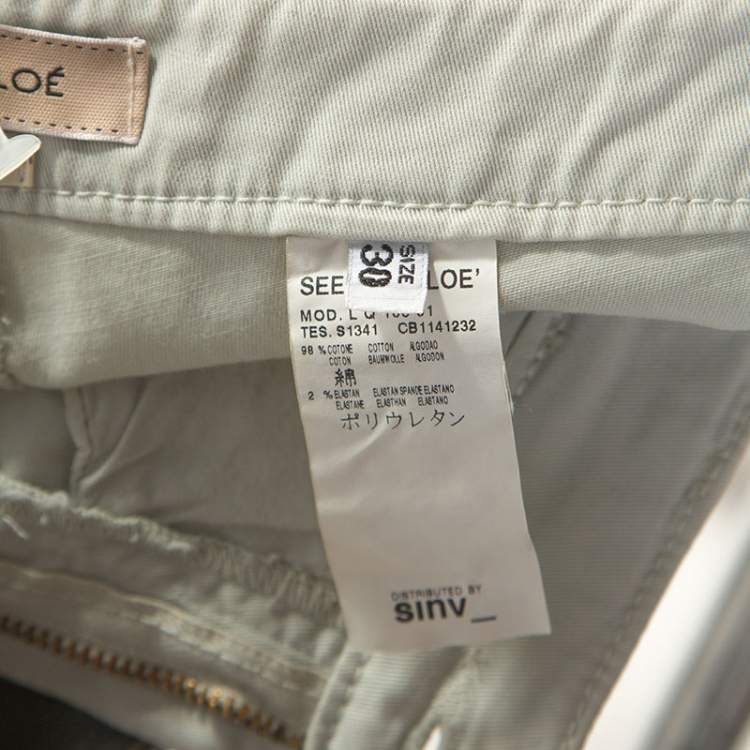 Pre Owned See by Chloe Sage Green Denim Skinny Classic Jeans M