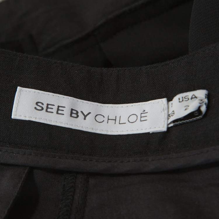 Pre Owned See by Chloe Black Chiffon Lined Tapered Pants S