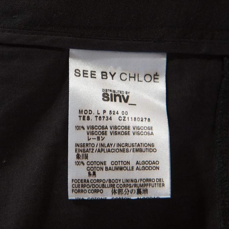 Pre Owned See by Chloe Black Chiffon Lined Tapered Pants S