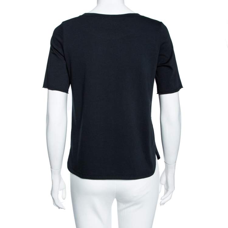 Pre Owned See by Chloe Black Cotton Cut Out Detail Jersey T-Shirt M