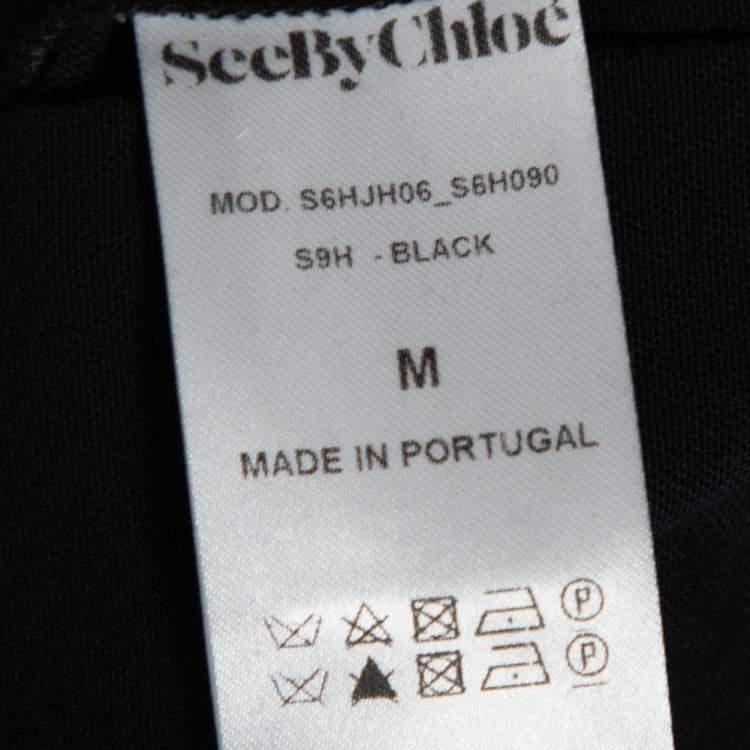 Pre Owned See by Chloe Black Cotton Cut Out Detail Jersey T-Shirt M