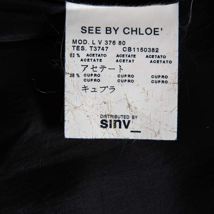 Pre Owned See by Chloe Black Taffeta Ruffled Neck Detail Mini Dress S