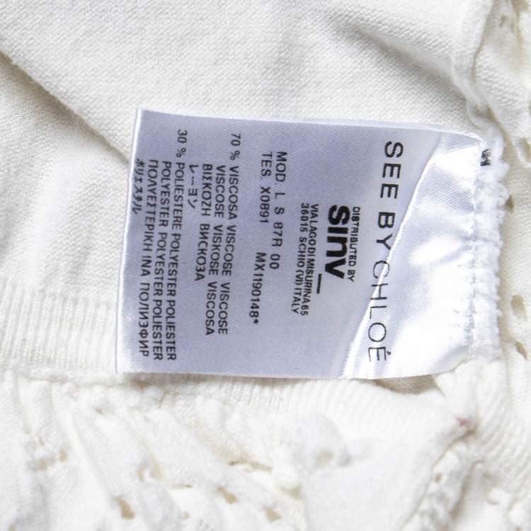 Pre Owned See by Chloe White Perforated Knit Flared Dress L