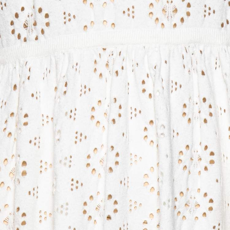 Pre Owned See by Chloe White Perforated Knit Flared Dress L