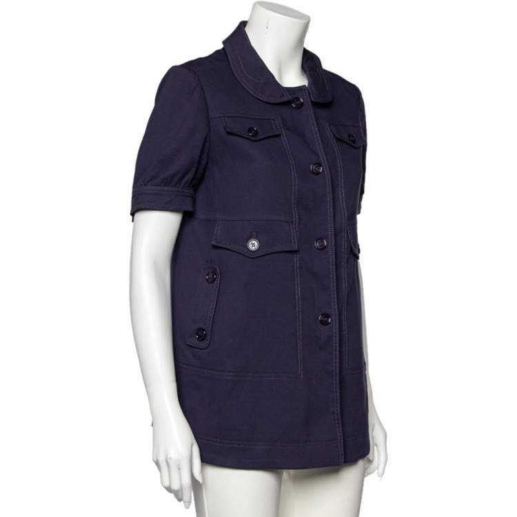Pre Owned See by Chloe Navy Blue Cotton And Wool Button Front Utility Jacket M