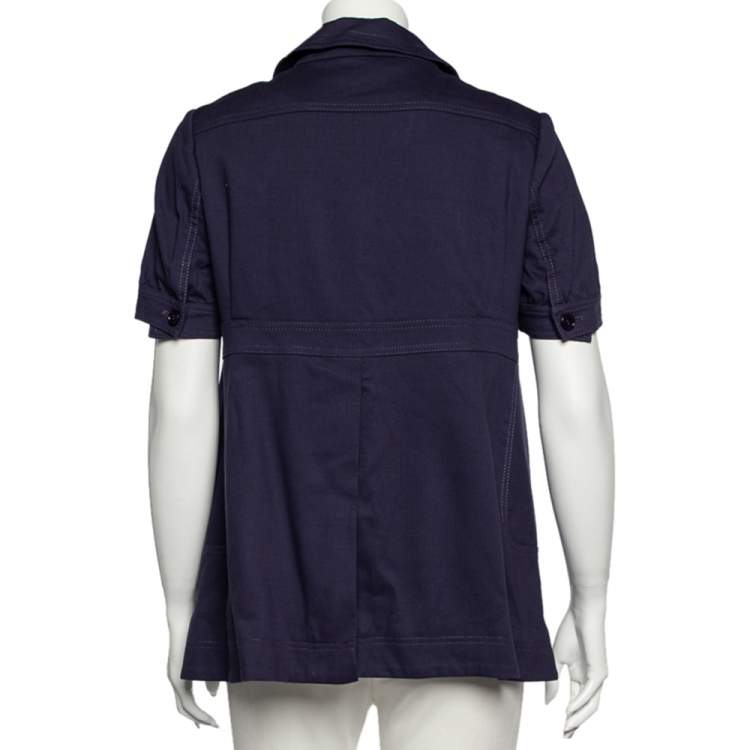 Pre Owned See by Chloe Navy Blue Cotton And Wool Button Front Utility Jacket M