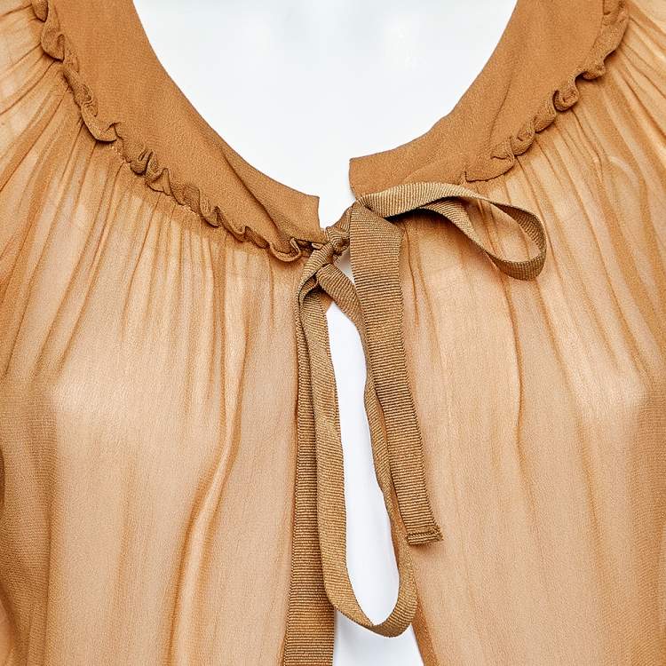 Pre Owned See by Chloe Beige Chiffon Tie Detail Cropped Shrug M