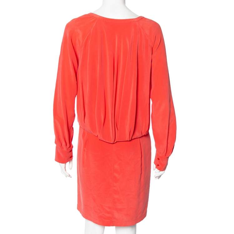 Pre Owned See by Chloe Coral Pink Silk Crepe Mini Dress S