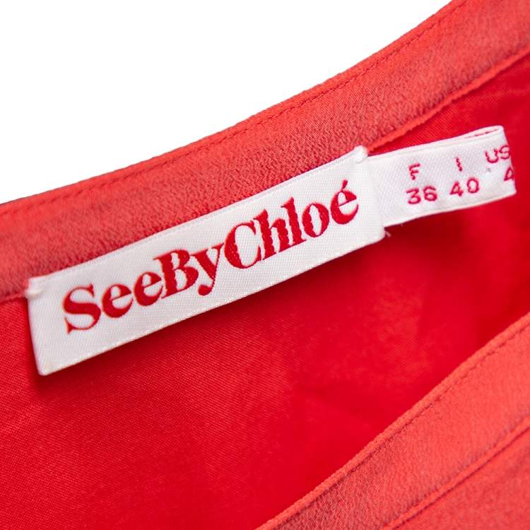 Pre Owned See by Chloe Coral Pink Silk Crepe Mini Dress S