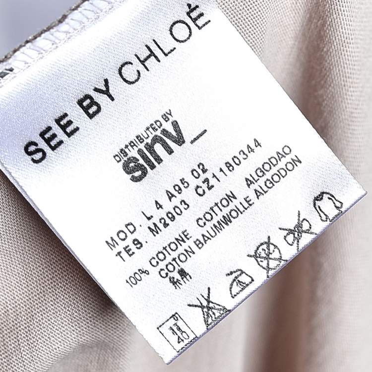 Pre Owned See by Chloe Pale Pink Printed Cotton Short Sleeve T-Shirt M