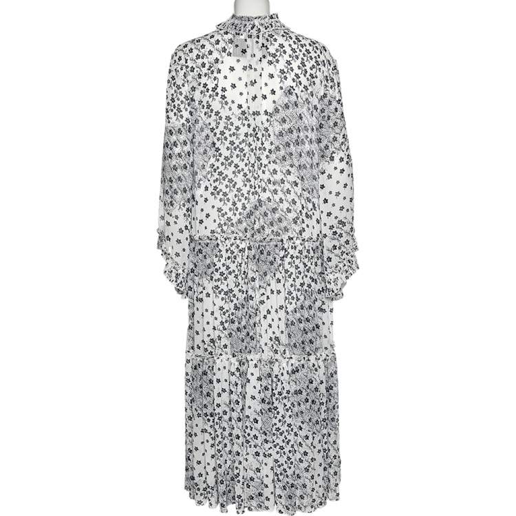 Pre Owned See by Chloe White Floral Printed Chiffon Tiered Maxi Dress L