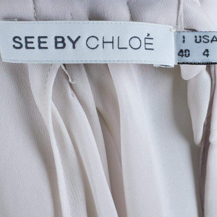 Pre Owned See by Chloe Ruffle Printed Washed Satin Dress S